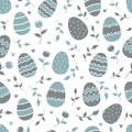 Spring easter pattern, easter eggs and flowers Royalty Free Stock Photo