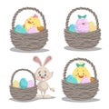 Spring easter symbols and seasonal vector illustrations set. Royalty Free Stock Photo