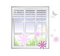 Spring element - window with flowers