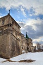 Spring evening view of old Pidhirtsi Castle