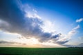 Spring farm fields with sunset and clouds in texas Royalty Free Stock Photo
