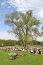 Spring feelings - young people chilling in the park