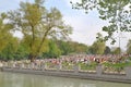 Spring feelings - young people chilling in the park