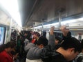 Guangzhou, China: take the subway traffic, a lot of people, more crowded