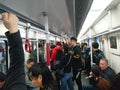 Guangzhou, China: take the subway traffic, a lot of people, more crowded