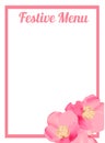 Spring Festive Menu. Happy valentines day menu background. Design template for holidays with flowers.