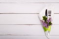 Spring festive table setting Royalty Free Stock Photo