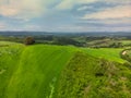 Spring in the fields of Tuscany in the sunset