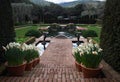 Spring in Filoli Historic Garden . View with pond