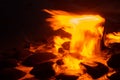Spring of fire water. Burning methane in water. Cold fire Royalty Free Stock Photo