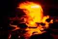 Spring of fire water. Burning methane in water. Cold fire Royalty Free Stock Photo