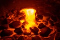 Spring of fire water. Burning methane in water. Cold fire Royalty Free Stock Photo
