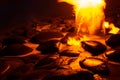 Spring of fire water. Burning methane in water. Cold fire Royalty Free Stock Photo