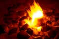 Spring of fire water. Burning methane in water. Cold fire Royalty Free Stock Photo