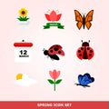 Spring flat icon set vector AD299 Royalty Free Stock Photo