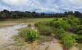 Spring flood of the river fields flooded with water Royalty Free Stock Photo