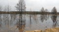 Spring floods. Flooding in the floodplain of the Berezina River.