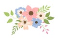 Spring floral arragnement with flowers and leaves clipart Royalty Free Stock Photo
