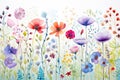 Spring floral art nature wallpaper design blossom background watercolor flowers pink illustration background summer Royalty Free Stock Photo