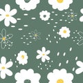 Spring floral background.Seamless pattern with chamomiles. Fabric,textile,wallpaper,wrapping paper.