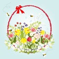 Spring Floral Blossom Love Vintage Cartoon Bee