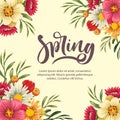 Spring floral card, flower border decorative frame Royalty Free Stock Photo