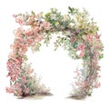 Spring floral garden arch watercolor illustration, spring clipart