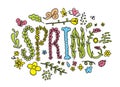 Spring floral inscription. Hand drawn vector illustration.