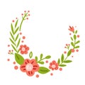 Spring floral round frame or wreath