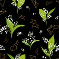 Spring Floral Seamless Pattern with Lily Flowers Royalty Free Stock Photo