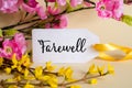 Spring Flower Decoration, Label With English Text Farewell