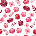 Spring flower blossoming petals seamless watercolor raster pattern Royalty Free Stock Photo