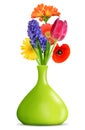 Spring flower in the green vase Royalty Free Stock Photo
