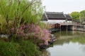 The spring flower and houses in Xitang ancient town