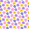 Spring flower seamless patterns in doodle style