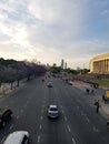 Spring flowering jacaranda in Buenos Aires, Argentina. Highway