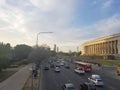 Spring flowering jacaranda in Buenos Aires, Argentina. Highway