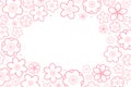 Spring flowers, blooms frame, background, line art Royalty Free Stock Photo