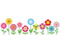 Spring flowers border isolated on white background. Simple colorful floral icons in bright colors. Decorative flower Royalty Free Stock Photo