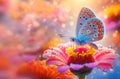 spring flowers butterfly water drops colors amazing - ai generated