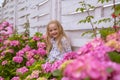 Spring flowers. Childhood. Summer. Mothers or womens day. Childrens day. Small baby girl. New life concept. Spring Royalty Free Stock Photo