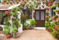 Spring Flowers Decoration of Old House, Spain, Europe Royalty Free Stock Photo