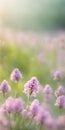 Spring flowers emerging gently, a burst of life in a minimalist landscape. Softly out of focus, lending an ethereal charm