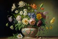 Spring flowers in a flower vase, Oil painting of spring flowers Created by Generative AI Royalty Free Stock Photo