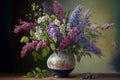 Spring flowers in a flower vase, Oil painting of spring flowers Created by Generative AI Royalty Free Stock Photo