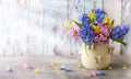 Spring flowers in vase for holiday Royalty Free Stock Photo