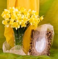 Spring flowers in a glass vase