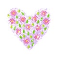 Spring flowers on heart grunge textured background. Vector illustration. Royalty Free Stock Photo