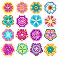 Spring flowers icons. Retro flowers clip art, cute colorful floral stickers, labels and tags, pretty nature florist Royalty Free Stock Photo