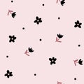 Spring flowers pattern on pink background.